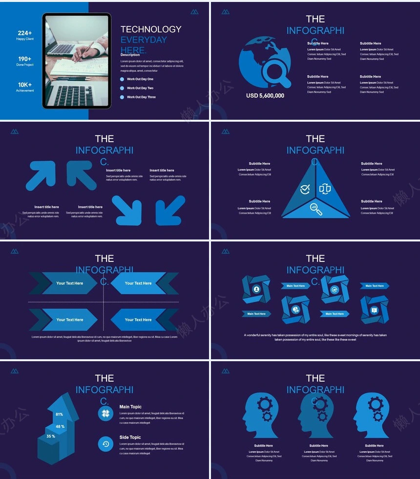 时尚蓝色扁平化公司简介商务报告项PPT模板