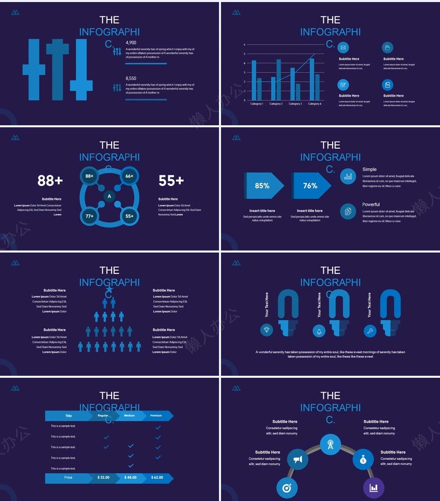 时尚蓝色扁平化公司简介商务报告项PPT模板