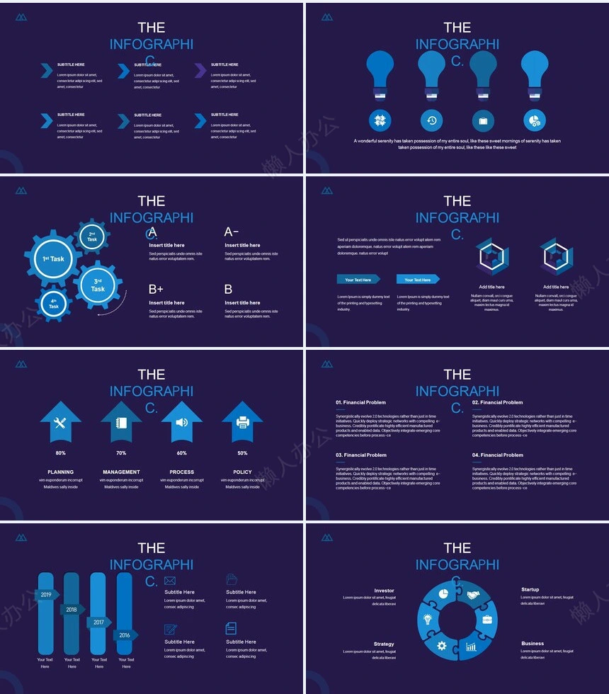 时尚蓝色扁平化公司简介商务报告项PPT模板