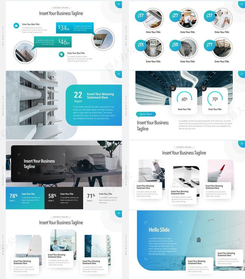 时尚蓝色扁平化数据分析广告策划商业计划书通用PPT模板