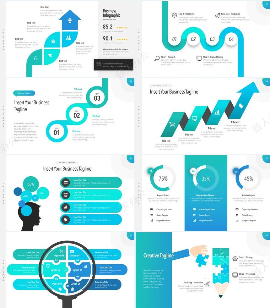 时尚蓝色扁平化数据分析广告策划商业计划书通用PPT模板