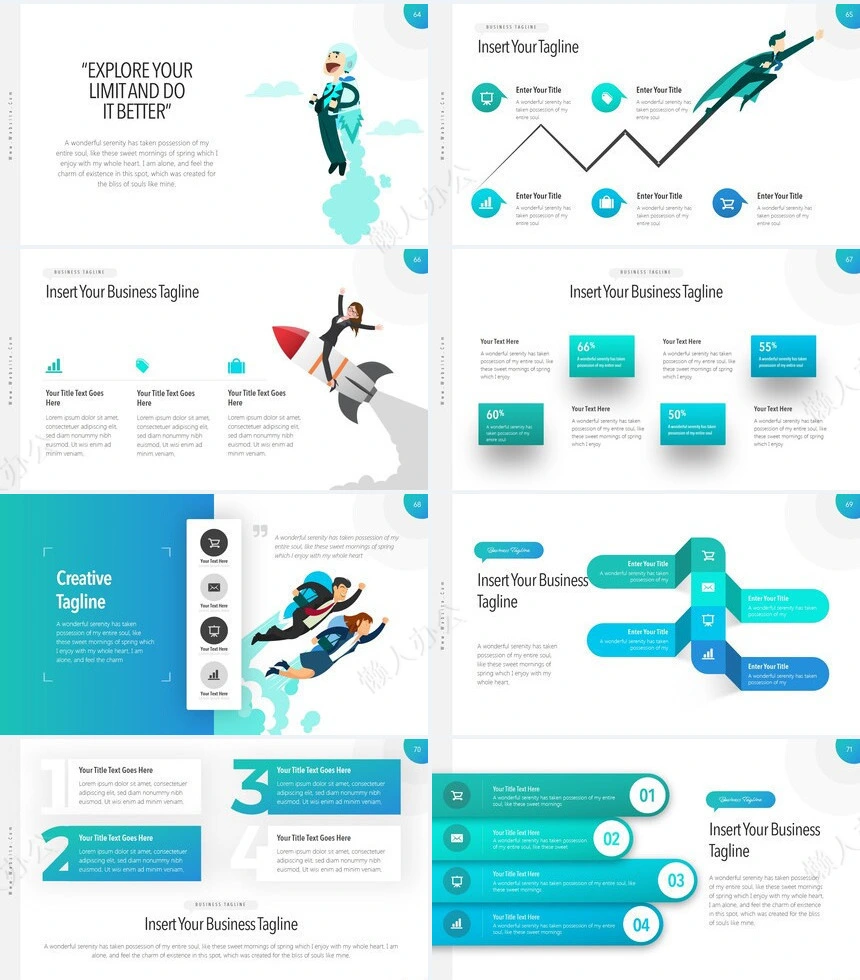 时尚蓝色扁平化数据分析广告策划商业计划书通用PPT模板