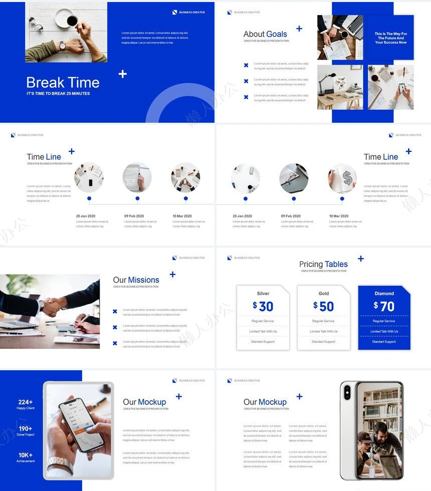 时尚蓝色欧美风公司介绍商业计划书项目报价通用PPT模板