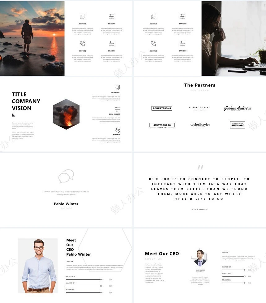 欧美商务瑜伽健身户外运动通用PPT模板