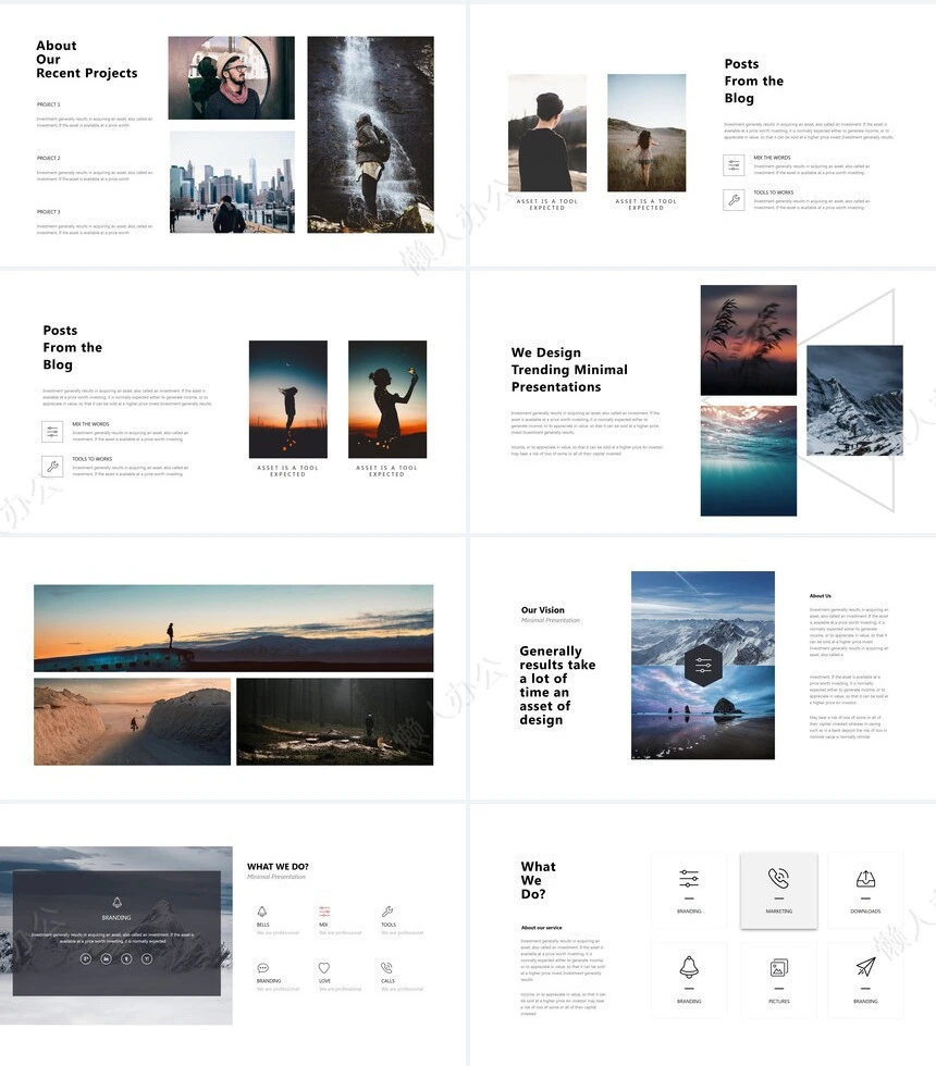 欧美商务瑜伽健身户外运动通用PPT模板