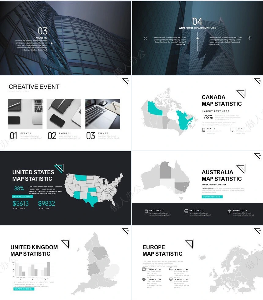 欧美商务风公司简介商务报告项目展示PPT模板