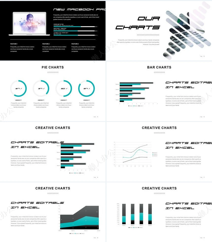 欧美时尚图型表格数据广告策划摄影设计品牌宣传PPT模板