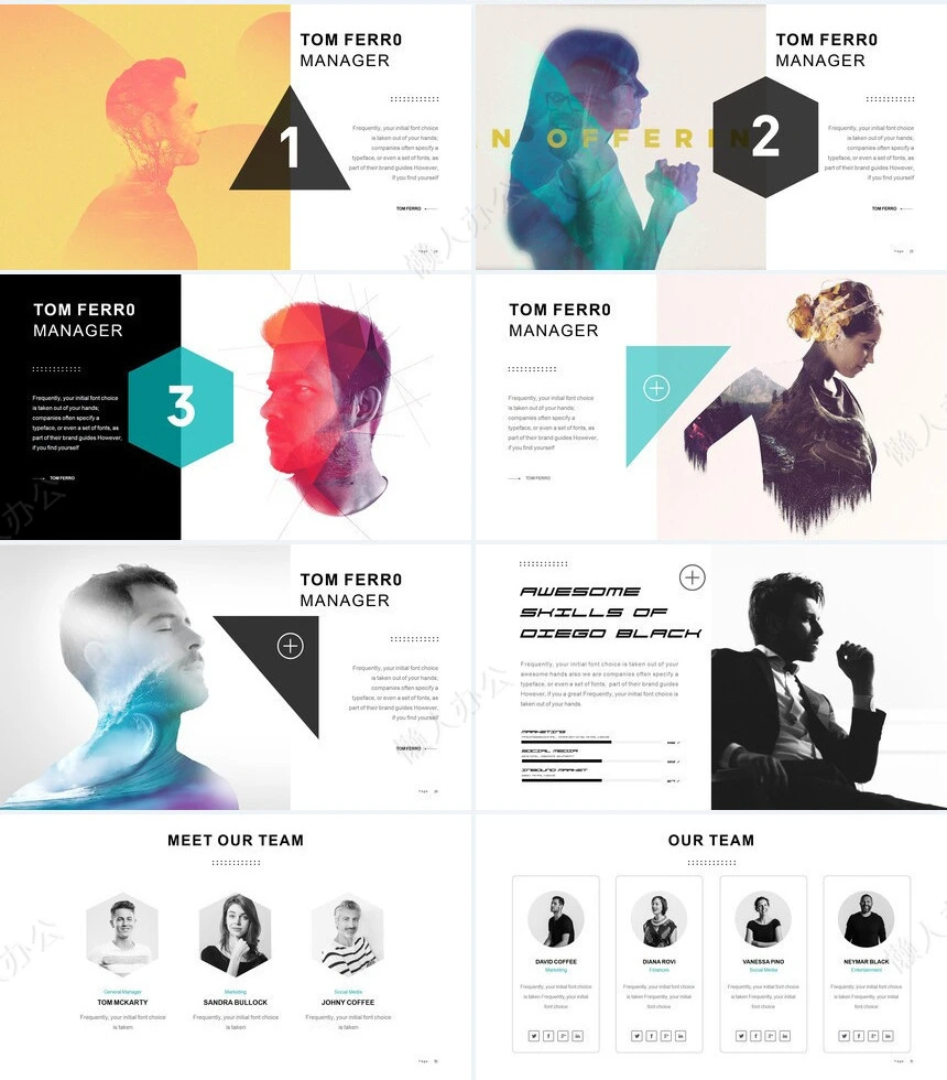 欧美时尚图型表格数据广告策划摄影设计品牌宣传PPT模板