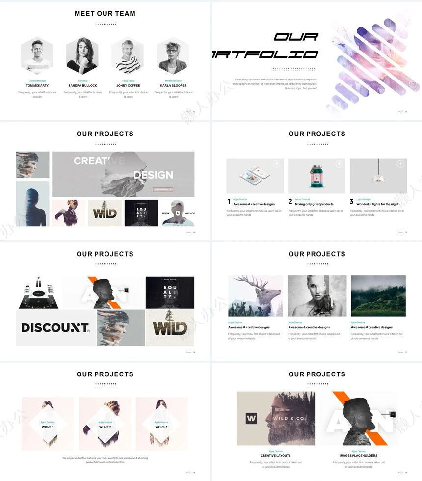 欧美时尚图型表格数据广告策划摄影设计品牌宣传PPT模板