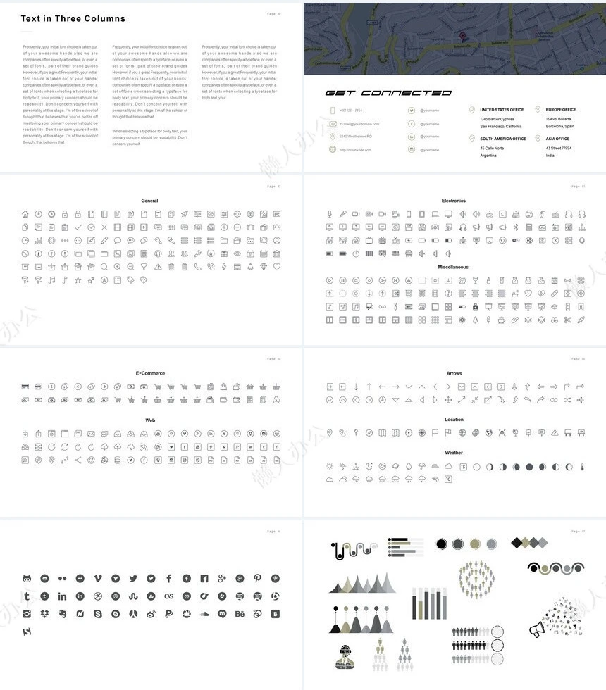 欧美杂志风表格数据通用PPT模板