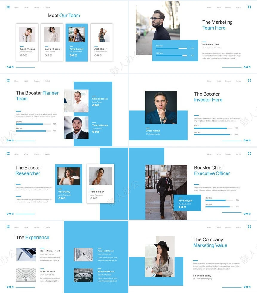 欧美简约时尚公司团队介绍商业计划书通用PPT模板