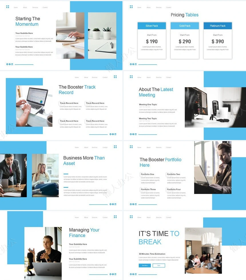 欧美简约时尚公司团队介绍商业计划书通用PPT模板