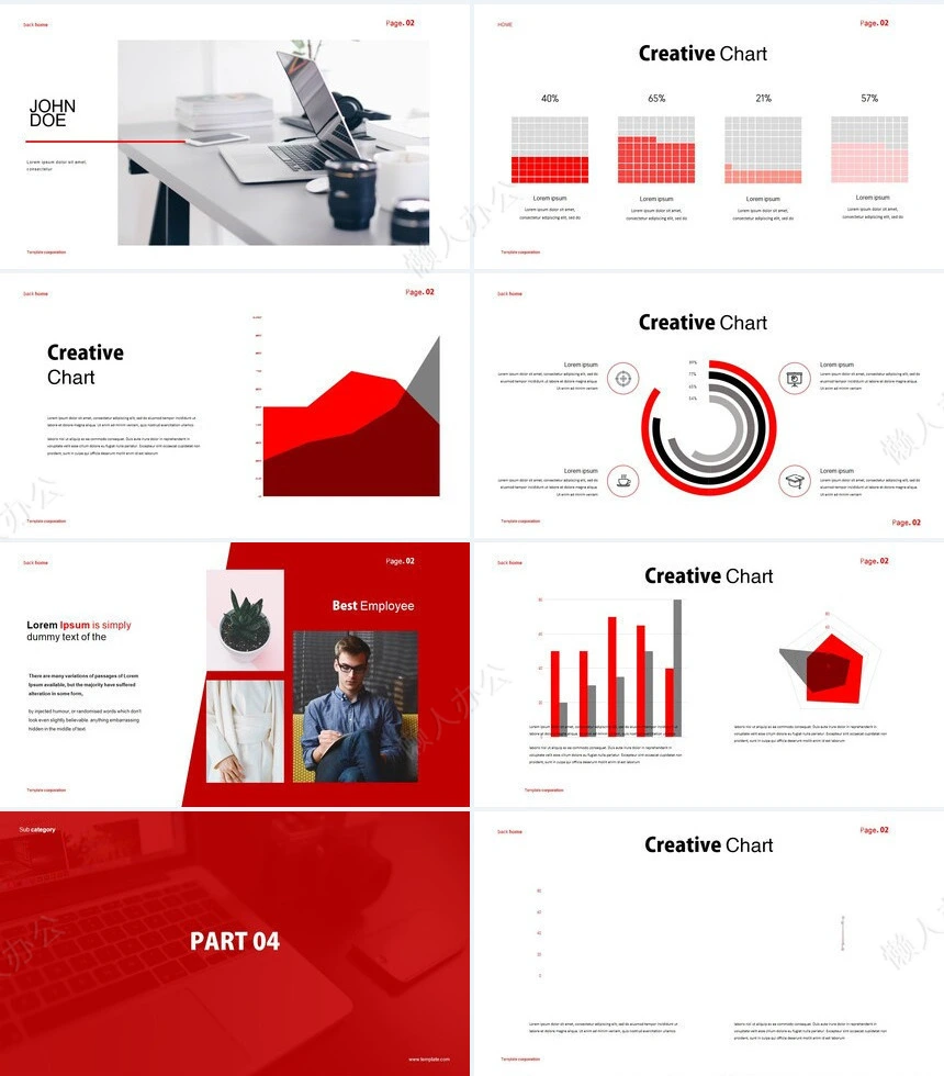 欧美红灰简约时尚风公司介绍商业计划书通用PPT模板