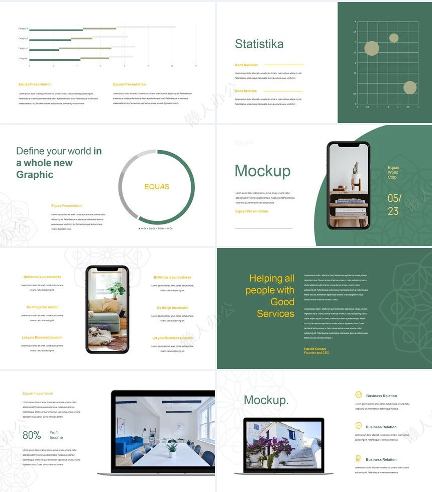 清色文艺复古欧美风通用PPT模板