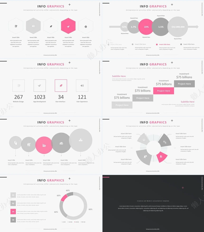 灰粉高级时尚杂志风个人简介公司介绍通用PPT模板