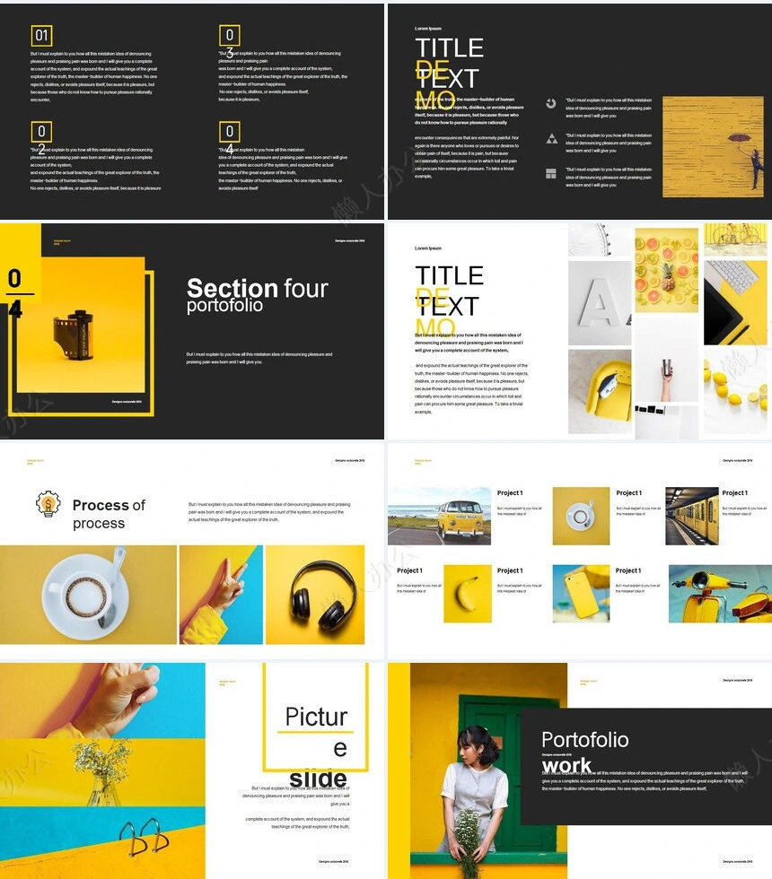 灰黄时尚欧美杂志风通用PPT模板