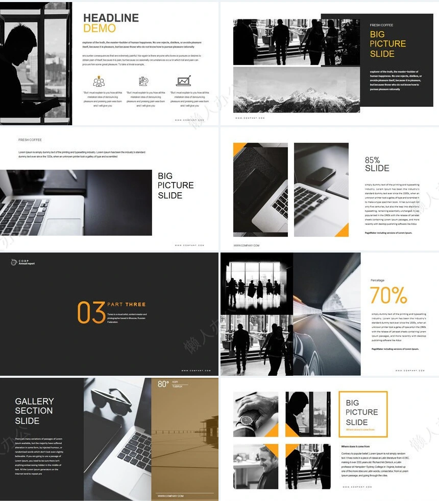 灰黄高级配色商业计划书项目简介通用PPT模板