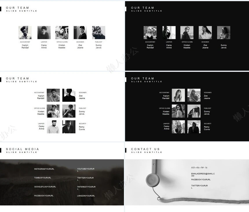 猫头鹰黑色底欧美风通用PPT模板