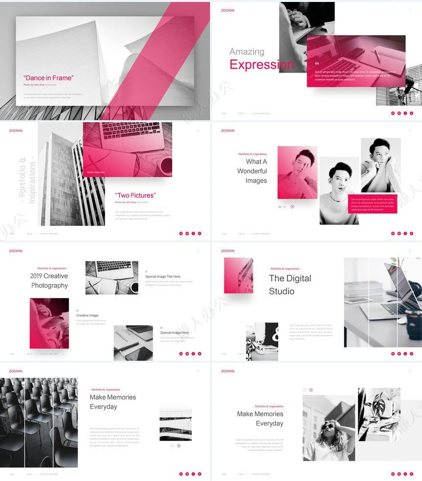 玫红灰广告策划产品介绍公司简介通用PPT模板