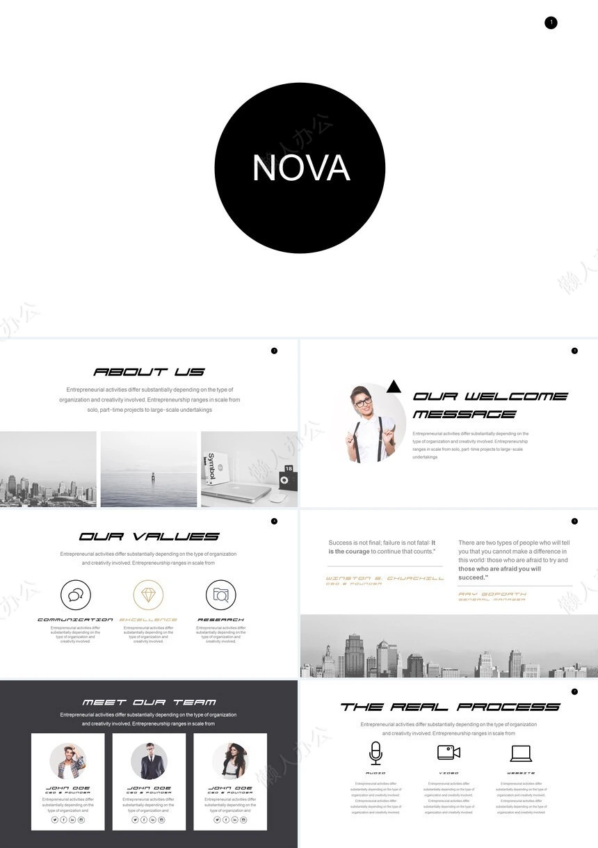 简约杂志风通用PPT模板