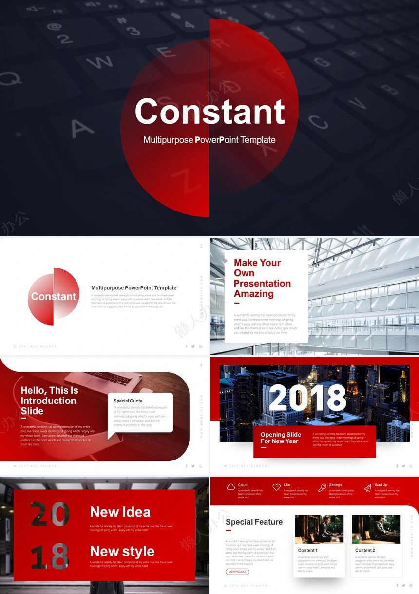 红灰商务欧美风数据表格企业宣传通用PPT模板