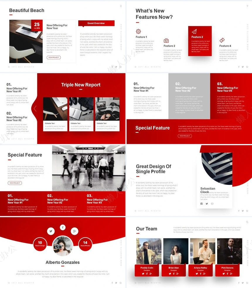 红灰商务欧美风数据表格企业宣传通用PPT模板