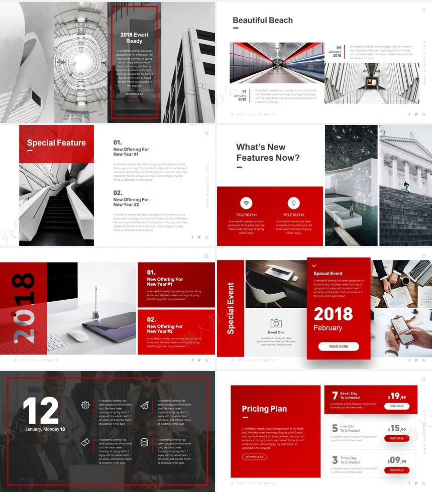 红灰商务欧美风数据表格企业宣传通用PPT模板