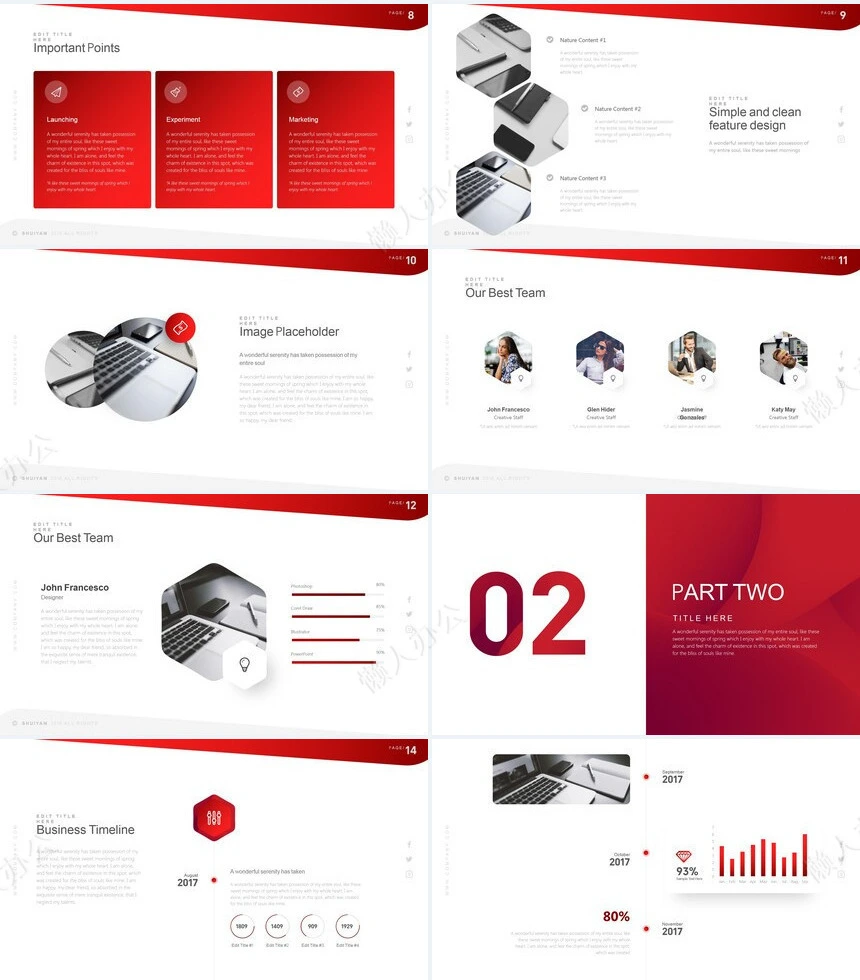 红色时尚高端品牌宣传通用PPT模板