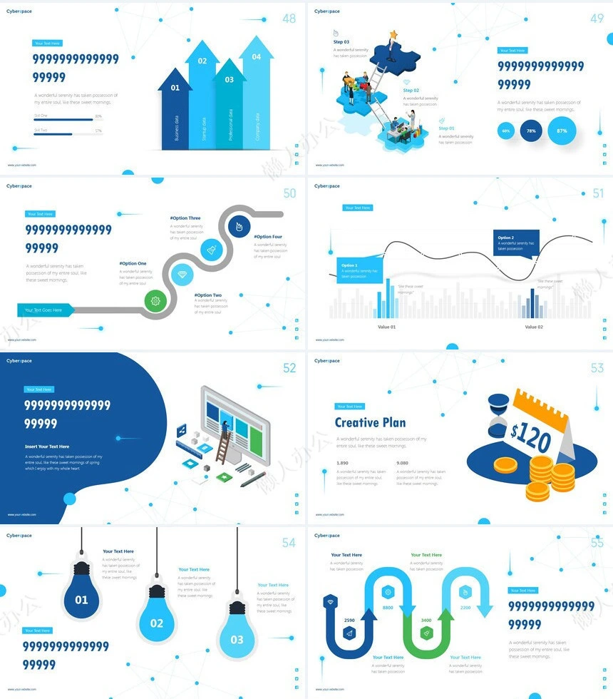 线条思维蓝色杂志风商业计划书PPT模板