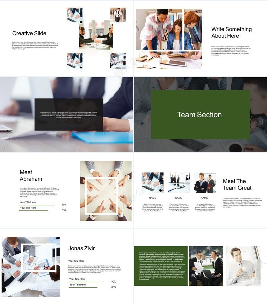 绿色地图表格数据欧美风公司简介商业计划书PPT模板