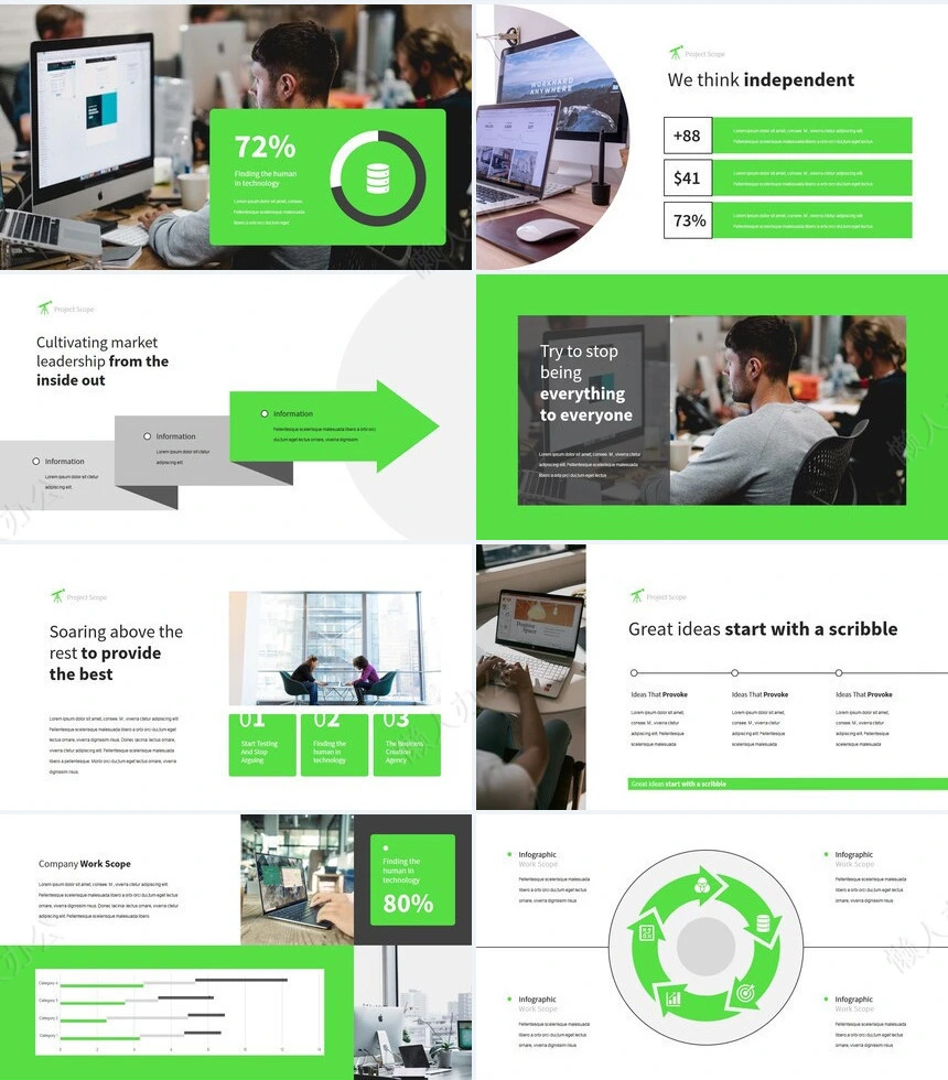 绿色节能环保欧美风通用PPT模板