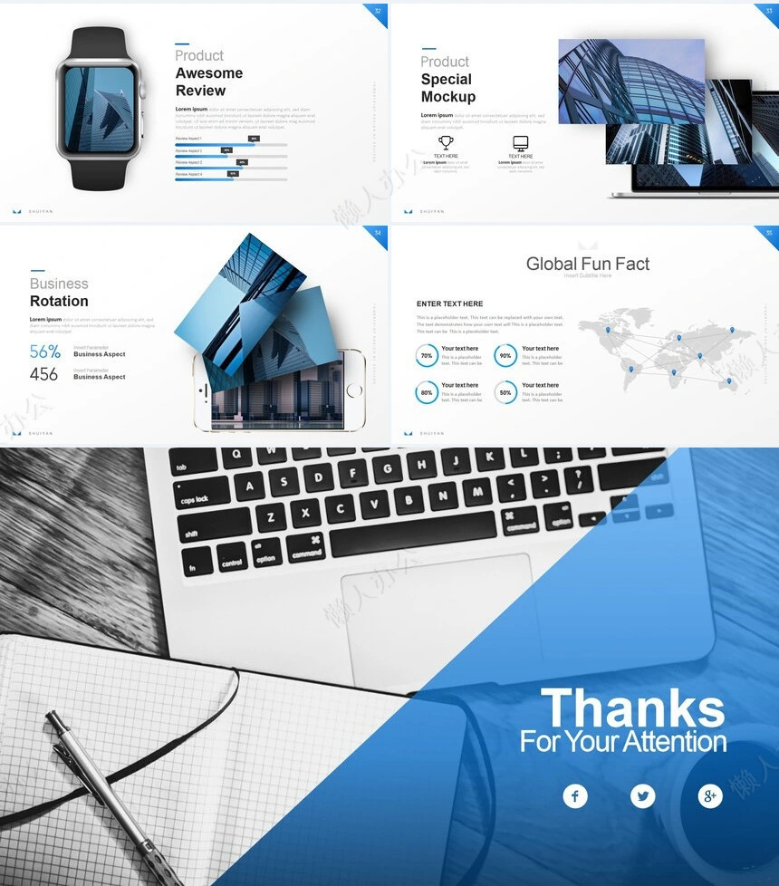 蓝灰色商务欧美风公司简介产品介绍商业计划书PPT模板