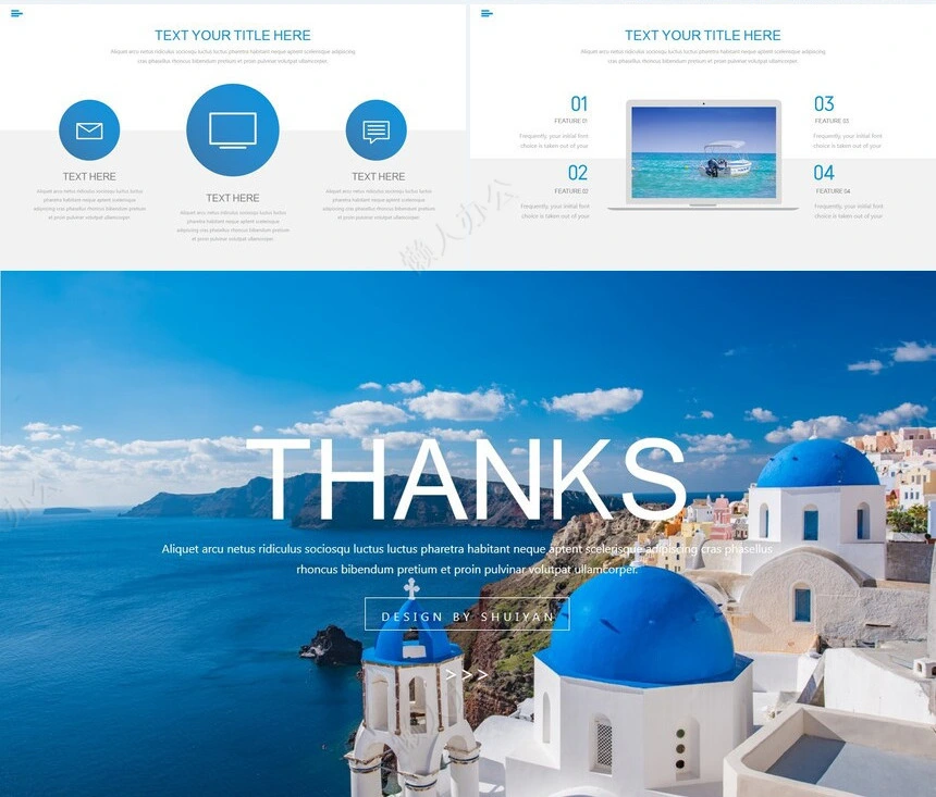 蓝色时尚欧美风旅行户外运动品牌宣传通用PPT模板