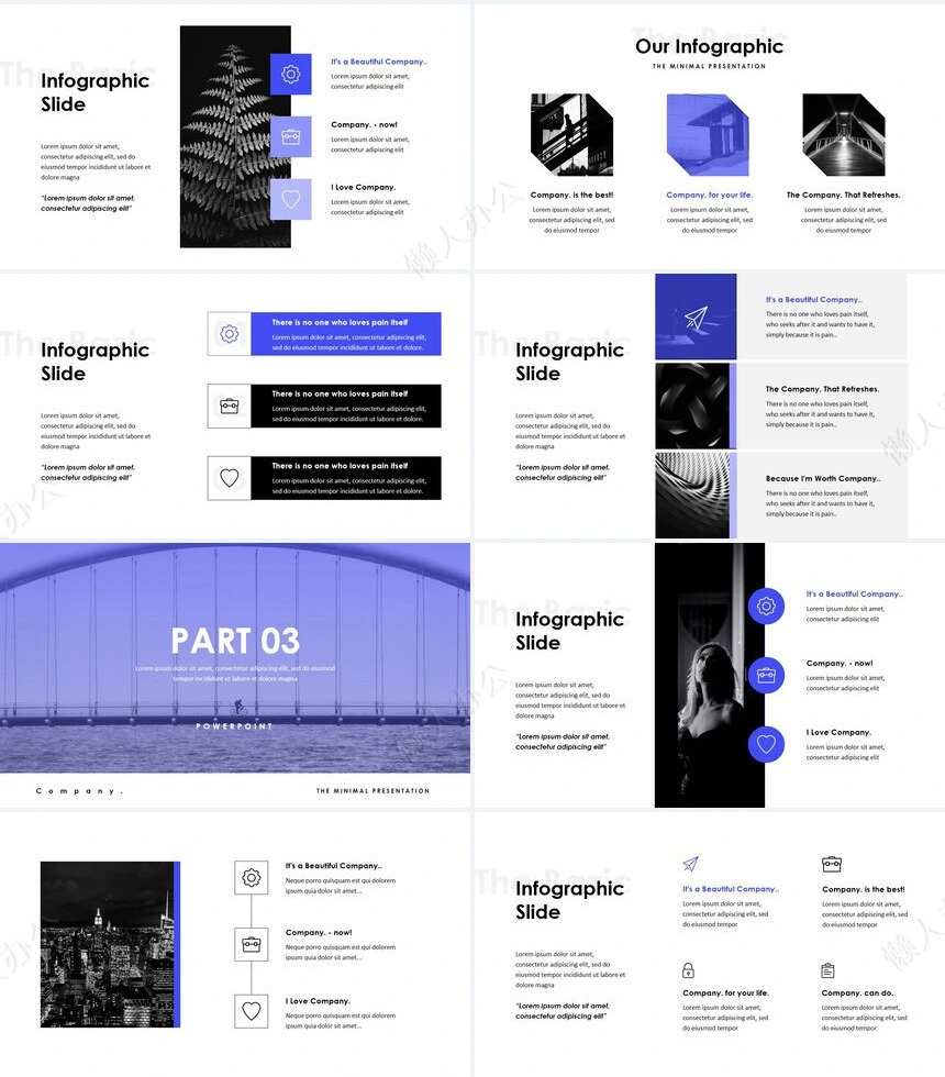 蓝色欧美杂志风表格数据通用PPT模板