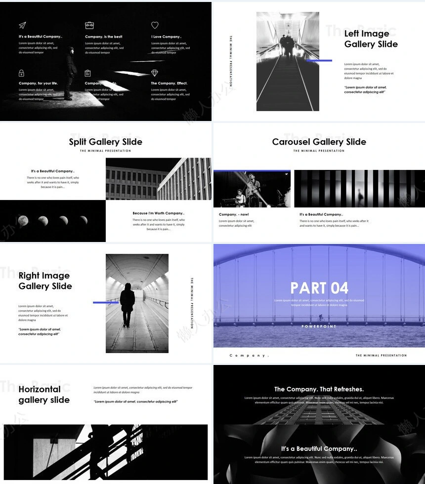 蓝色欧美杂志风表格数据通用PPT模板