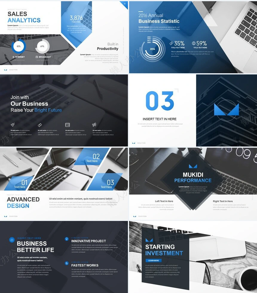 蓝色欧美风公司简介产品介绍商业计划书PPT模板