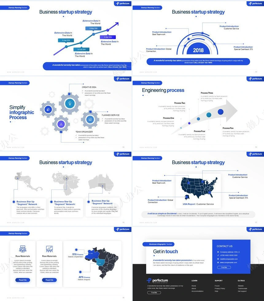 蓝色欧美风数据表格商业计划书通用PPT模板