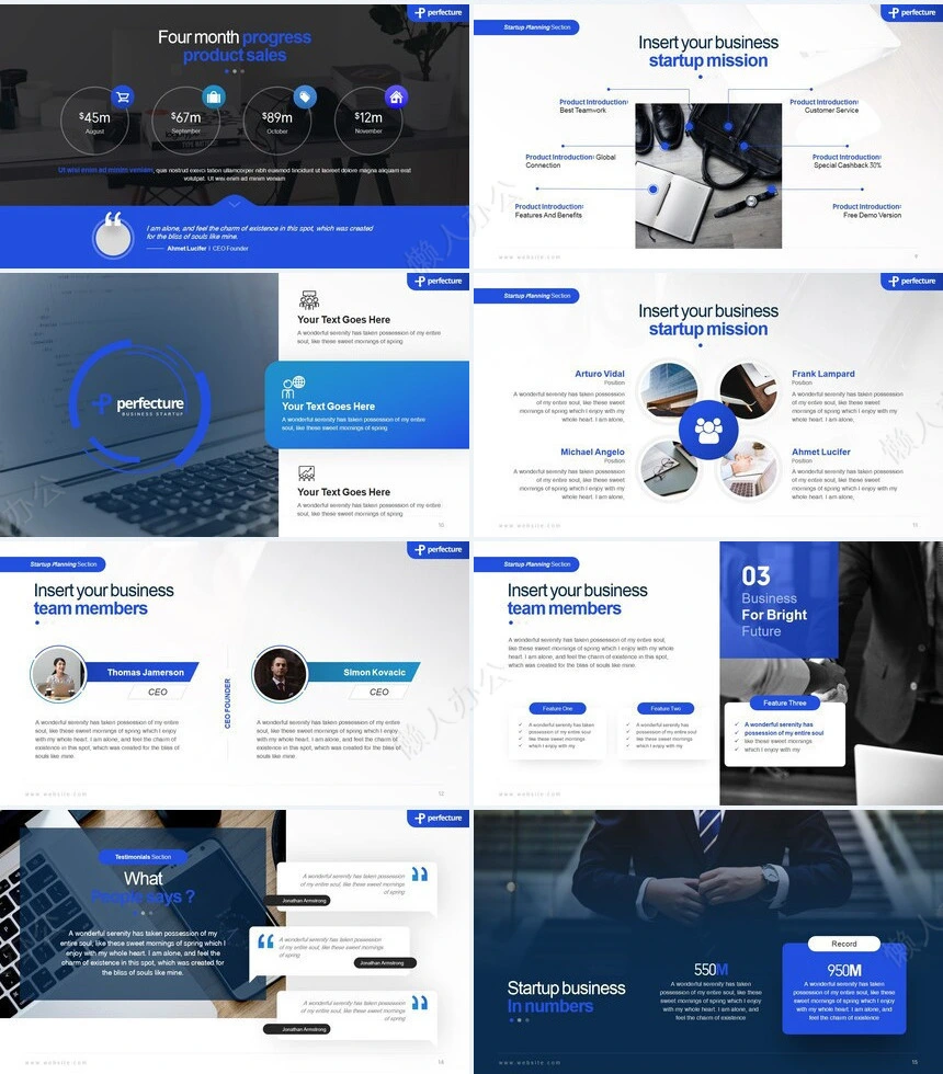 蓝色欧美风数据表格商业计划书通用PPT模板