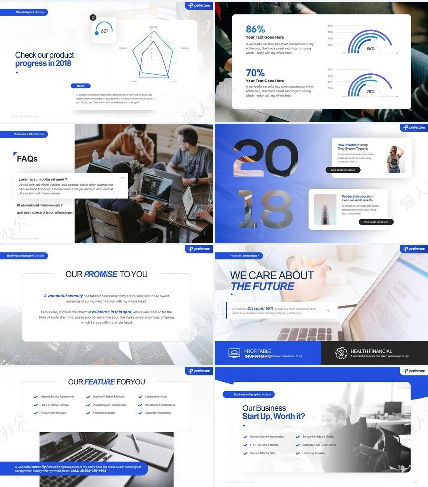 蓝色欧美风数据表格商业计划书通用PPT模板