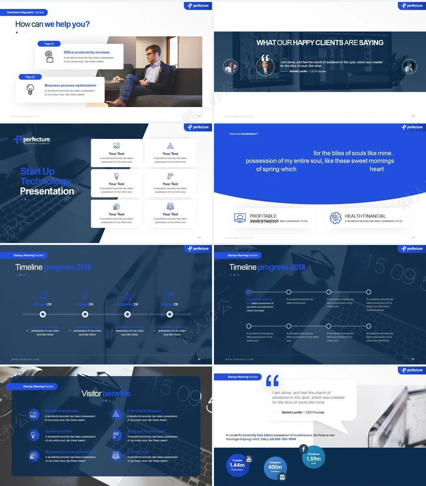 蓝色欧美风数据表格商业计划书通用PPT模板