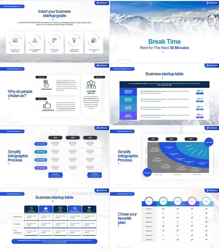 蓝色欧美风数据表格商业计划书通用PPT模板