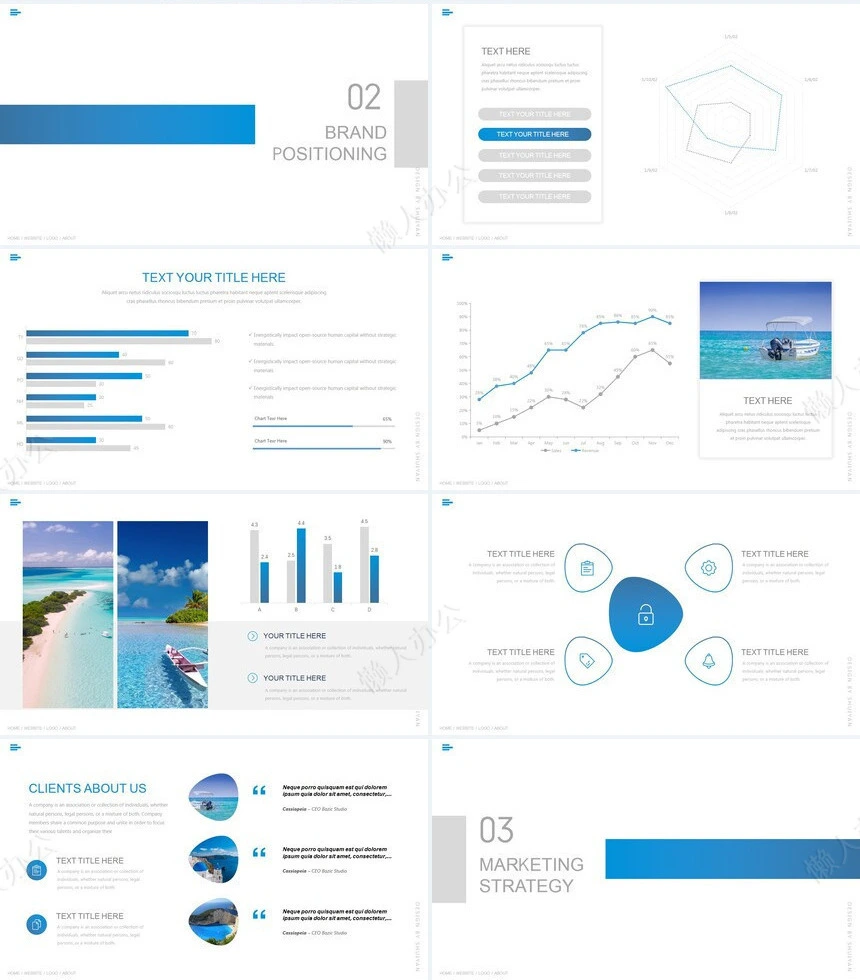 蓝色雪山时尚欧美风通用PPT模板