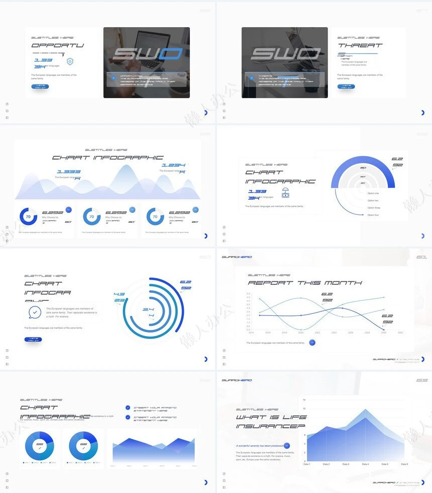 蓝色高楼欧美风品牌宣传广告策划通用PPT模板