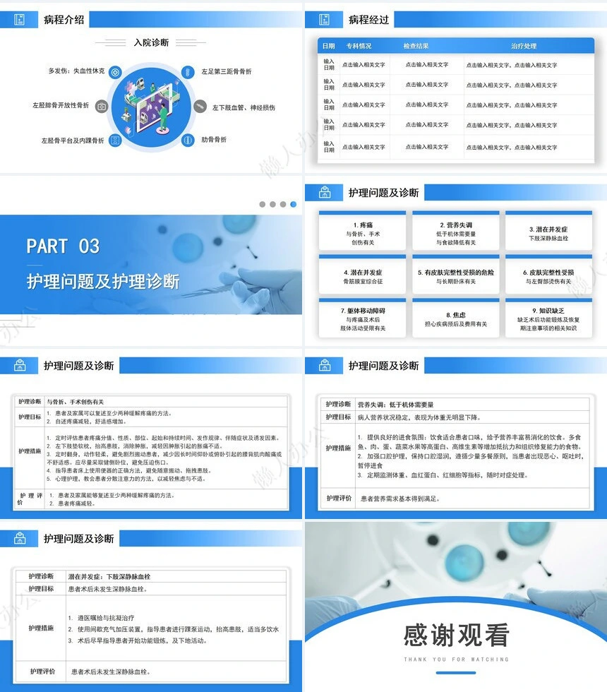 蓝色医疗模板-胫腓骨骨折护理