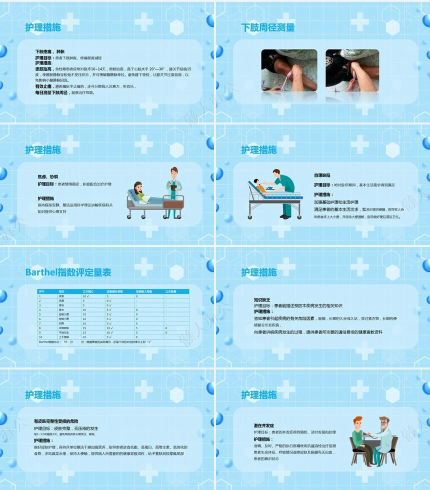 蓝色清新简约医学医疗下肢静脉血栓的护理查房ppt