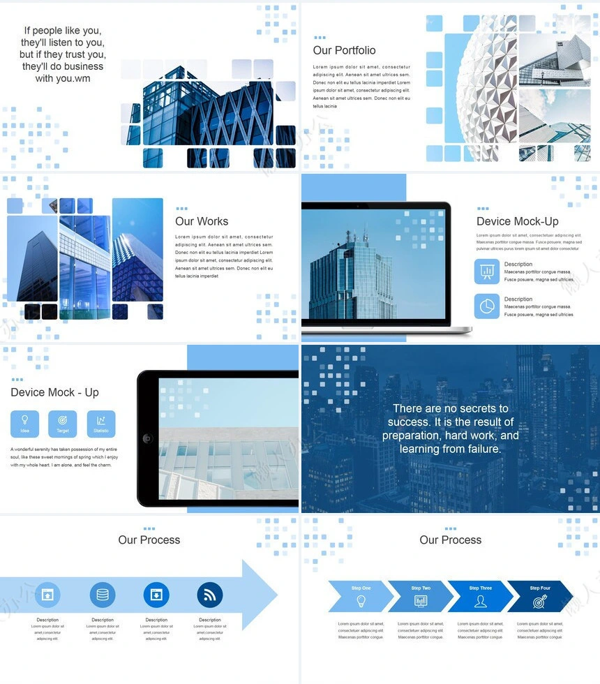 高楼建筑背景欧美商务风公司简介商务报告项PPT模板