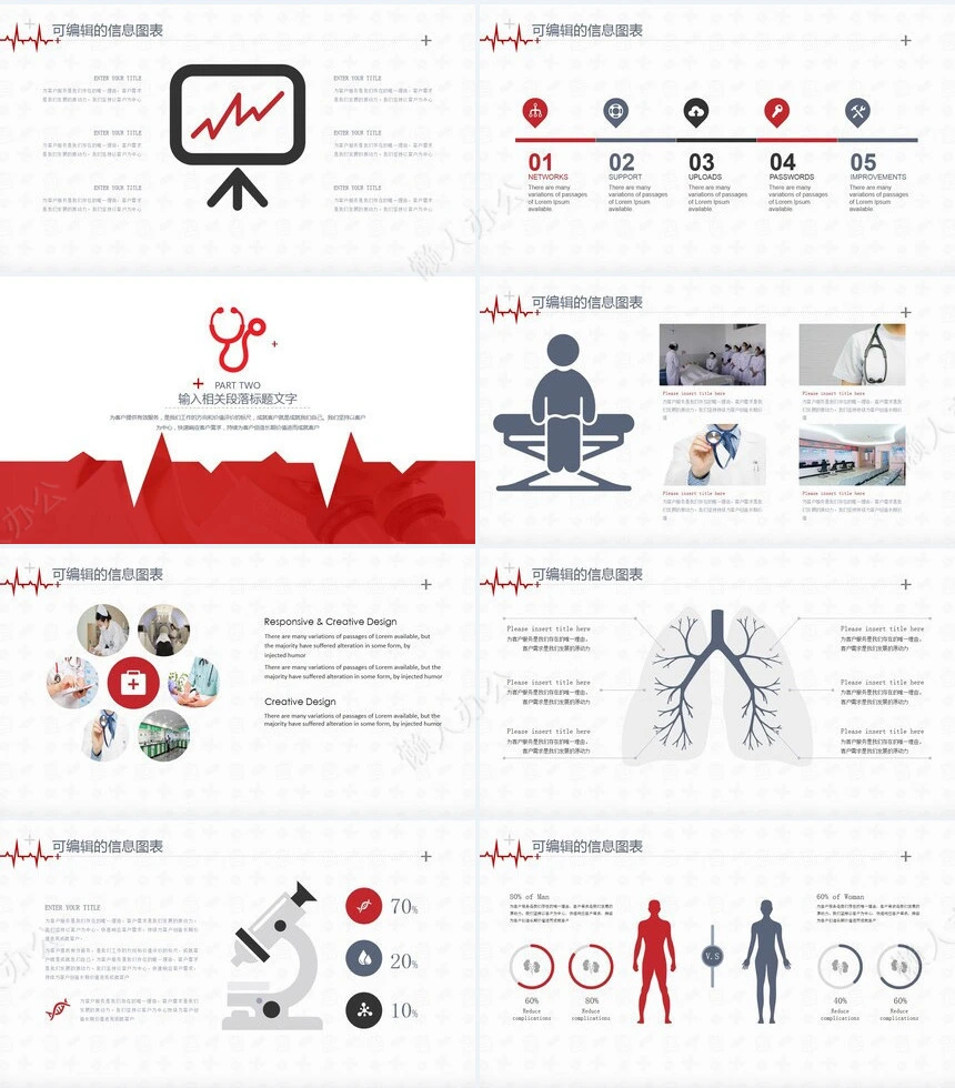 医疗医学工作总结汇报通用PPT模板(126)