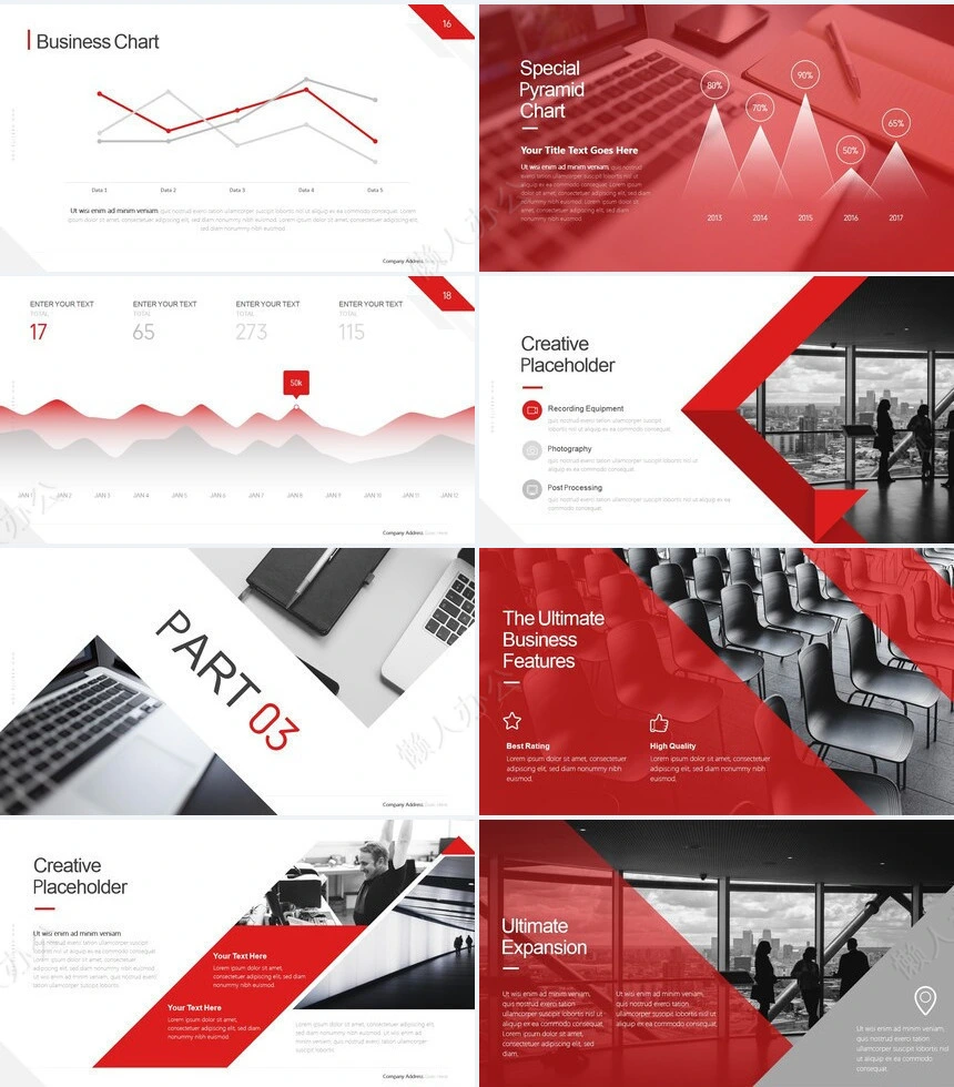 高级玫红冷峻商务风通用PPT模板