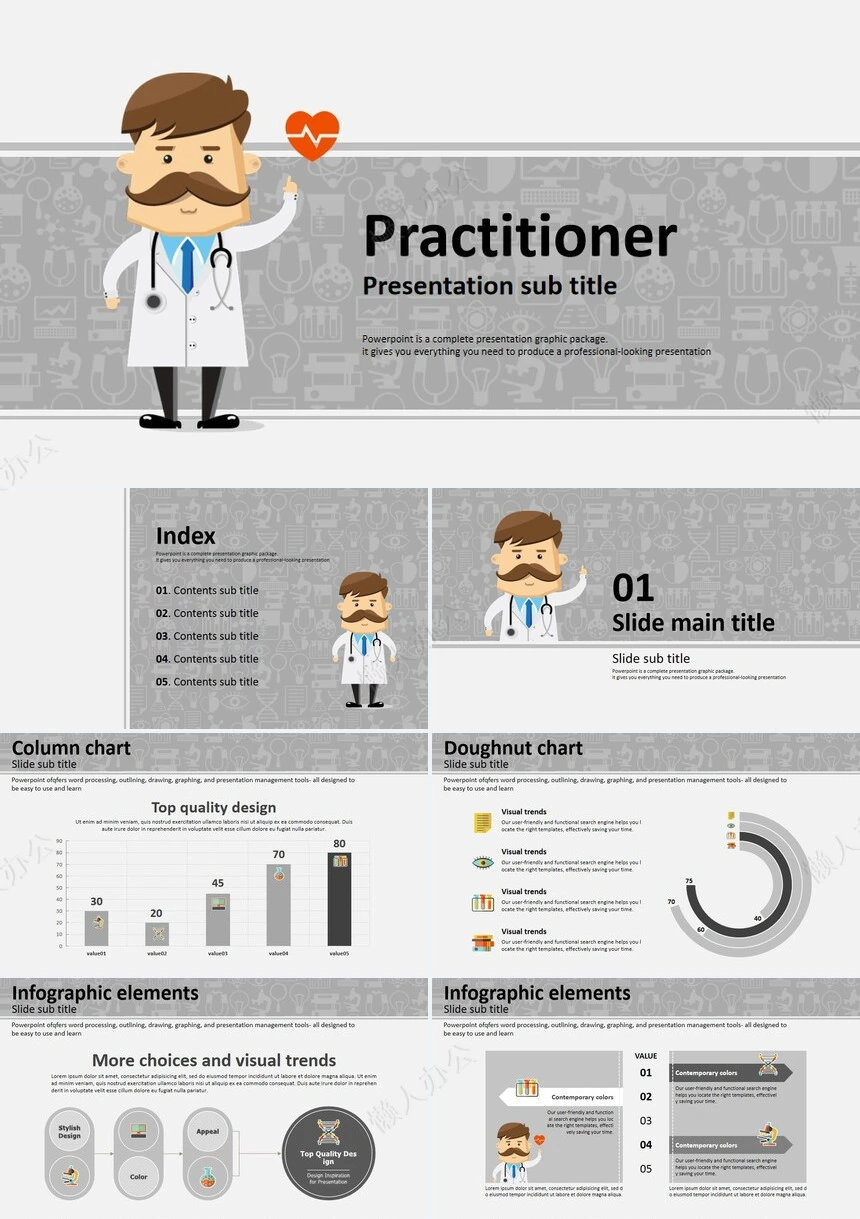 医疗医学工作总结汇报通用PPT模板(150)