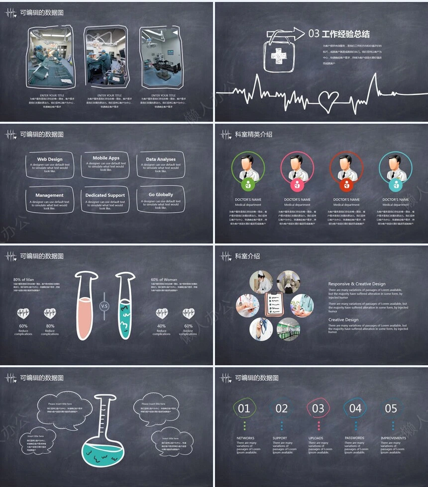 医疗医学工作总结汇报通用PPT模板(153)